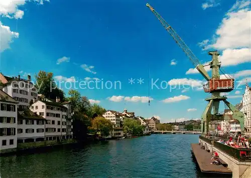 AK / Ansichtskarte Zuerich_ZH Hafenkran am Zuercher Limmatquai Schipfe und Lindenhofquartier Zuerich_ZH