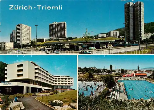 AK / Ansichtskarte Zuerich_ZH Triemli Platz Hochhaeuser Atlantis Hotel Freibad Zuerich_ZH
