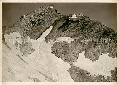 AK / Ansichtskarte Saentis_2504m_AR Berggasthaus Wetterwarte Schwebebahnstation mit Grossem Schnee Appenzeller Alpen 