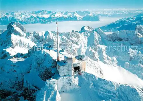 AK / Ansichtskarte Saentis_2504m_AR Bergstation Altmann Nebelmeer St. Galler Rheintal Schesaplana Buendneralpen 