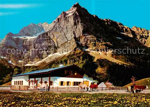 AK / Ansichtskarte 73797214 Eng_Alm_1272m_Tirol Rasthuette mit Karwendel 