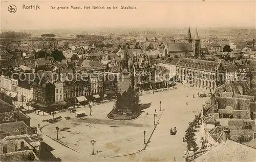 AK / Ansichtskarte  Kortrijk__West-Vlaanderen_Belgie De groote Markt Het Belfort en het Stadhuis 