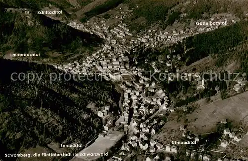 AK / Ansichtskarte 73797293 Schramberg Fliegeraufnahme mit Schiltachtal Lauterbachtal Goettelbachtal Bernecktal Kirnbachtal Schramberg