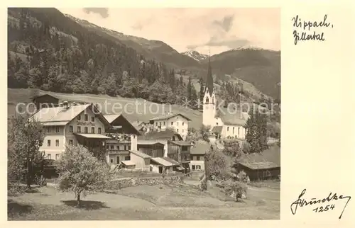 AK / Ansichtskarte 73797334 Hippach_Tirol_AT Panorama mit Kirche 