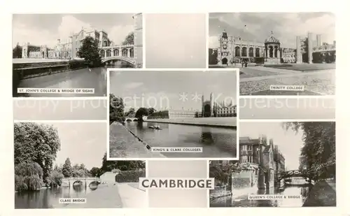 AK / Ansichtskarte  Cambridge__UK_Cambridgeshire St Johns College and Bridge of Sighs Clare Bridge Kings Clare Colleges Trinity College Queens College and Bridge 