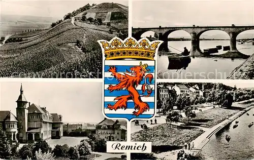 AK / Ansichtskarte  Remich Les Vignobles Au bord de la Moselle Ecole et la Mairie La Moselle Remich