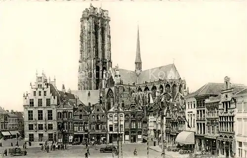 AK / Ansichtskarte 73797412 Mechelen_Limburg_NL Grote Markt met zicht op Sint Romboutsteren 