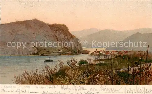 AK / Ansichtskarte  Lavena_Ponte_Tresa_TI Panorama Luganersee Berge Kuenstlerkarte 