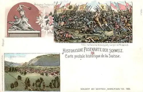 AK / Ansichtskarte Stans_NW Winkelried Denkmal Schlacht bei Sempach Winkelrieds Tod Litho Stans_NW