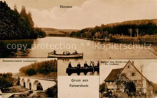 AK / Ansichtskarte  Kaisersbach__Welzheim Ebnisee Eisenbahnviadukt Laufenmuehle Gasthof zum Roessle 