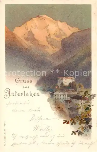 AK / Ansichtskarte Interlaken_BE Motiv mit Berner Alpen Kuenstlerkarte Interlaken_BE