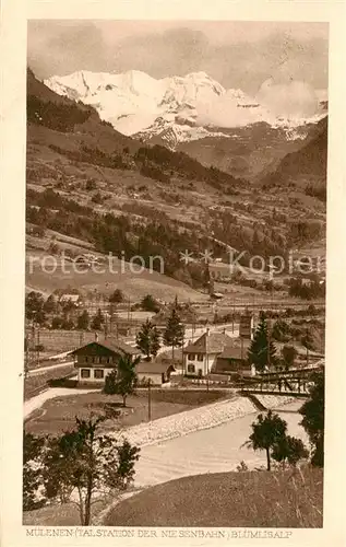 AK / Ansichtskarte Muelenen_BE Talstation der Niesenbahn Bluemlisalp Berner Alpen 
