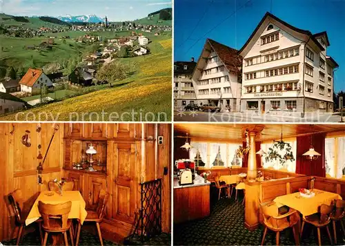 AK / Ansichtskarte Speicher_AR Cafe Spycherstoebli Gastraum Ortspanorama Speicher AR