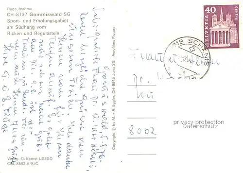 AK / Ansichtskarte Gommiswald_SG Sport  und Erholungsgebiet Luftbild Ortsmotiv 