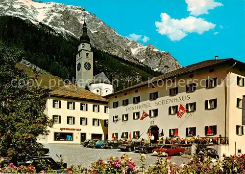 AK / Ansichtskarte Spluegen_2113m_GR Posthotel Bodenhaus Kirche Alpen 