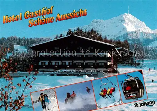 AK / Ansichtskarte  St_Johann_Tirol Hotel Gasthof Schoene Aussicht Bergbahn Skigebiet Alpen St_Johann_Tirol