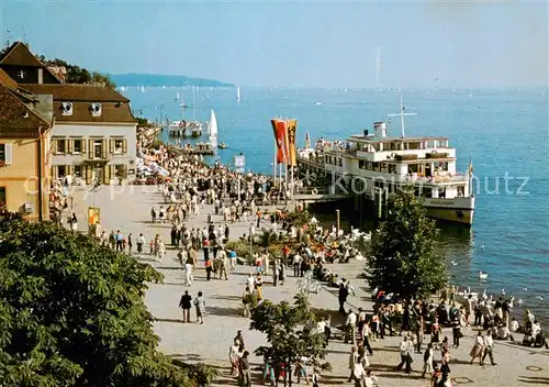 AK / Ansichtskarte 73797599 ueberlingen_Bodensee Landungsplatz Faehre Uferpromenade ueberlingen Bodensee