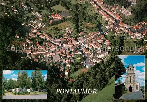 AK / Ansichtskarte Pontaumur_63_Puy de Dome Combrailles Fliegeraufnahme 