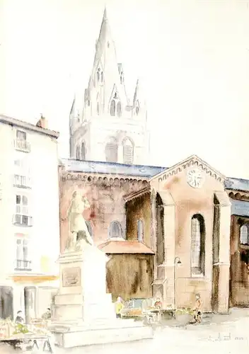 AK / Ansichtskarte Grenoble_38 La Collegiale de Saint Andree surmontee dun haut clocher en briques 
