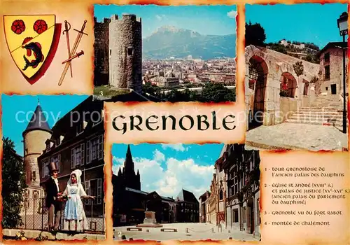 AK / Ansichtskarte Grenoble_38 Tour grenobloise de lancien palais des dauphins Eglise St Andre Vu du port Rabot Montee de chatemont 