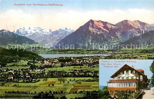 AK / Ansichtskarte Steffisburg_BE Aussicht vom Hartlisberg Pension Wirtschaft Bellevue 