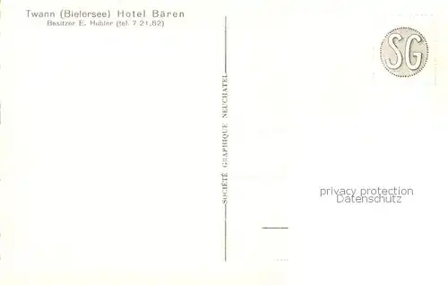 AK / Ansichtskarte Twann_BE Panorama Hotel Baeren Bieler See Alpen 