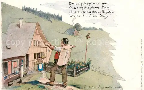 AK / Ansichtskarte Appenzell_IR Bergbauer Hof im Appenzeller Land Kuenstlerkarte Appenzell IR