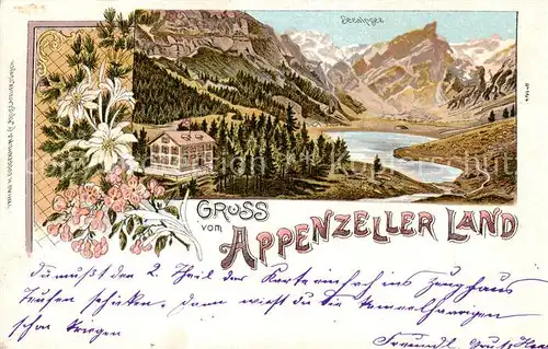 AK / Ansichtskarte Seealpsee_Saentis_IR Berghaus Panorama Appenzeller Land Alpen Litho 