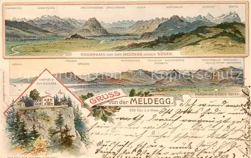 AK / Ansichtskarte Meldegg_Walzenhausen_AR Panorama Blick gegen die Alpen Gasthaus zur Meldegg Meldegg_Walzenhausen_AR
