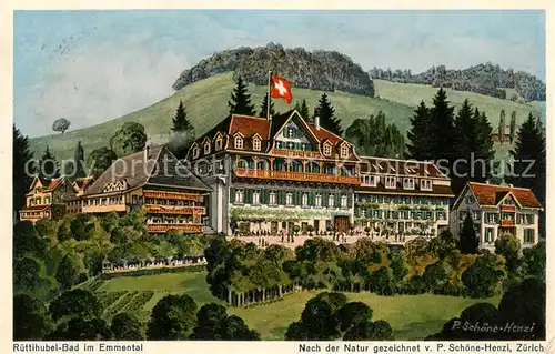 AK / Ansichtskarte Walkringen_BE Ruettihubel Bad Hotel Tagungszentrum Schoene Henzi Kuenstlerkarte 