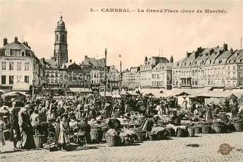 AK / Ansichtskarte Cambrai_59 Grande Place Jour de Marche 