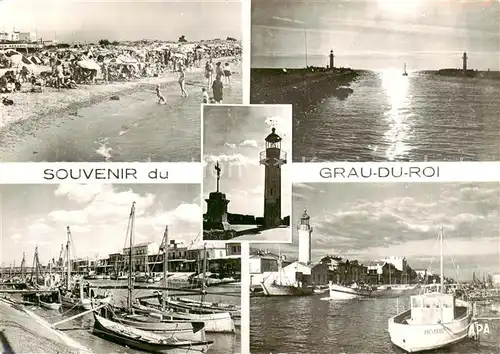 AK / Ansichtskarte Grau du Roi La plage Le port le phare 