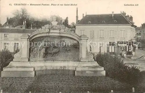 AK / Ansichtskarte Chartres_28 Monument Pasteur Place et rue Saint Michel 