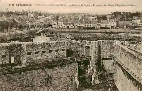AK / Ansichtskarte Concarneau_29_Finistere Fortifications de la Ville Close Le Chemin de Ronde Panorama des Quais dAiguillon et Carnot 