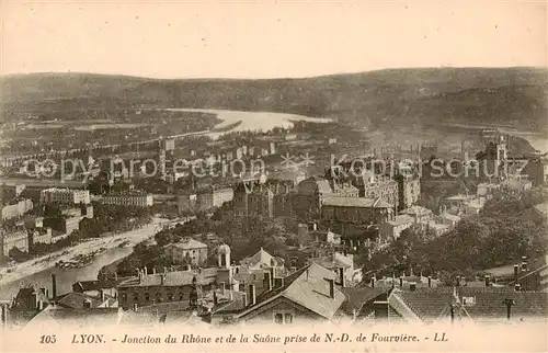 AK / Ansichtskarte Lyon_France Jonction du Rhone et de la Saone prise de ND de Fourviere Lyon France