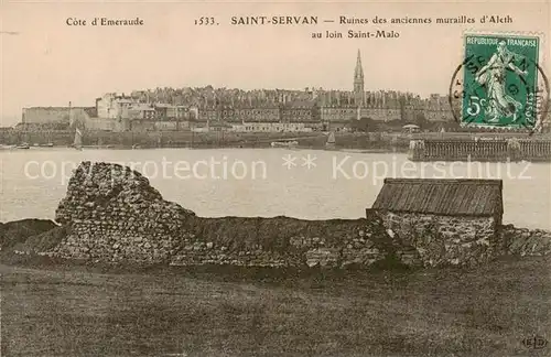 AK / Ansichtskarte Saint Servan sur Mer_35 Ruines des anciennes murailles dAleth au loin Saint Malo 