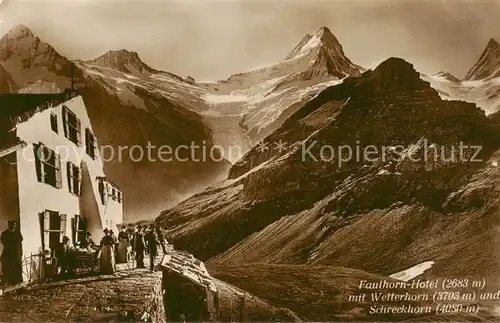 AK / Ansichtskarte Faulhorn_2683m_BE Faulhorn Hotel mit Wetterhorn und Schreckhorn 