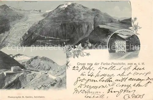 AK / Ansichtskarte Furkapasshoehe Rhonegletscher Hotel Furka Hotel Furkablick Furkapasshoehe