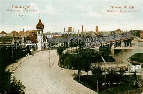 AK / Ansichtskarte  Kehl_Rhein Rheinstrasse mit Bruecken Kehl_Rhein