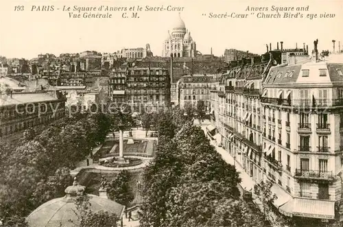 AK / Ansichtskarte Paris_75 Le Square dAnvers et le Sacre Coeur Vue generale 