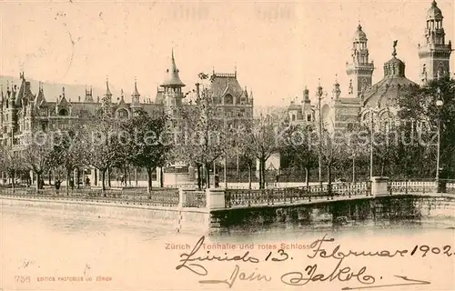 AK / Ansichtskarte  Zuerich_ZH Tonhalle und rotes Schloss Zuerich_ZH