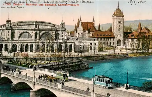 AK / Ansichtskarte  Zuerich_ZH Bahnhof und Schweizer Landesmuseum Zuerich_ZH