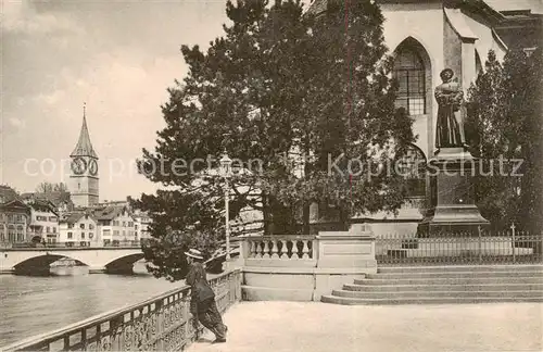 AK / Ansichtskarte  Zuerich_ZH Zwinglidenkmal und St Peter Zuerich_ZH