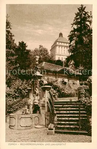 AK / Ansichtskarte  Zuerich_ZH Rechbergbrunnen und Universitaet Zuerich_ZH