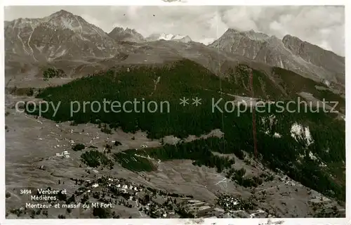 AK / Ansichtskarte 13798473 Verbier Medieres Montzeur et massif du Mt Fort Verbier