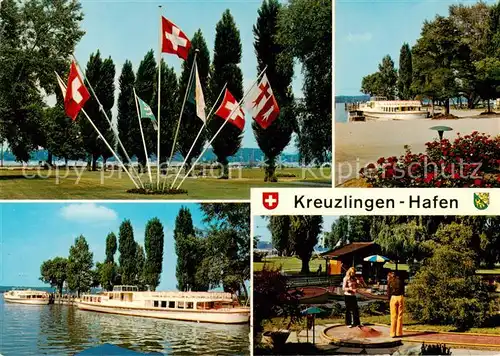 AK / Ansichtskarte  Kreuzlingen_Bodensee Fahnen Hafenpartien Minigolf Kreuzlingen Bodensee