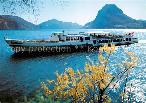 AK / Ansichtskarte  Lugano_Lago_di_Lugano_TI Monte San Salvatore Fahrgastschiff 