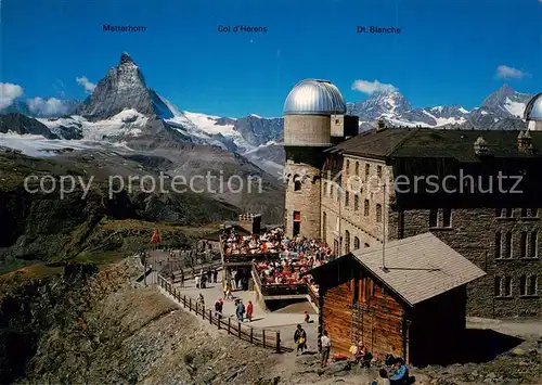 AK / Ansichtskarte 13798589 Zermatt_VS Kulmhotel Gornergrat mit Matterhorn Fliegeraufnahme Zermatt_VS