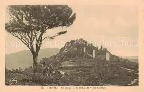 AK / Ansichtskarte 13798602 Hyeres-les-Palmiers_83_Var La colline et les ruines du Vieux Chateau 