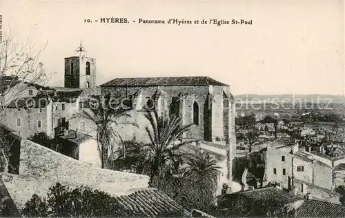 AK / Ansichtskarte 13798603 Hyeres-les-Palmiers_83_Var Panorama dHyeres et de lEglise St Paul 